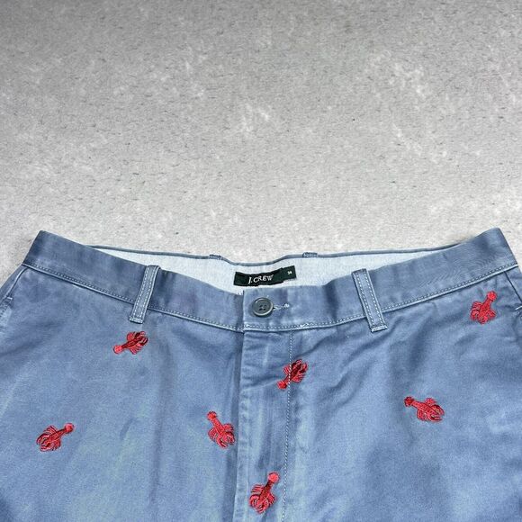 Vintage J Crew Mens Shorts 34 Blue Embroidered Lob Destroyed Distressed Critter - Picture 2 of 11